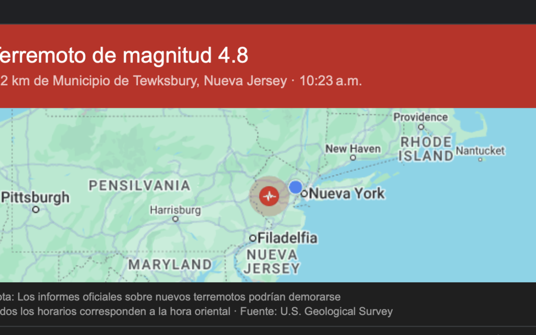 Terremoto de Magnitud 4.8 Sacude Tewksbury, Nueva Jersey, Se Siente en Nueva York