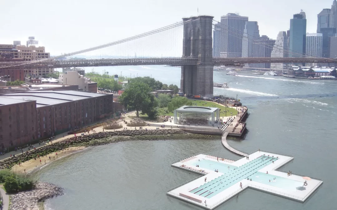 Nueva York inicia la instalación de la esperada piscina flotante +POOL en el Muelle 35