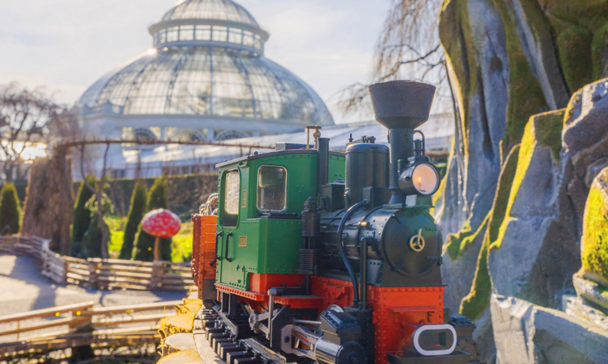 tren navideño iluminado Jardín Botánico Nueva York