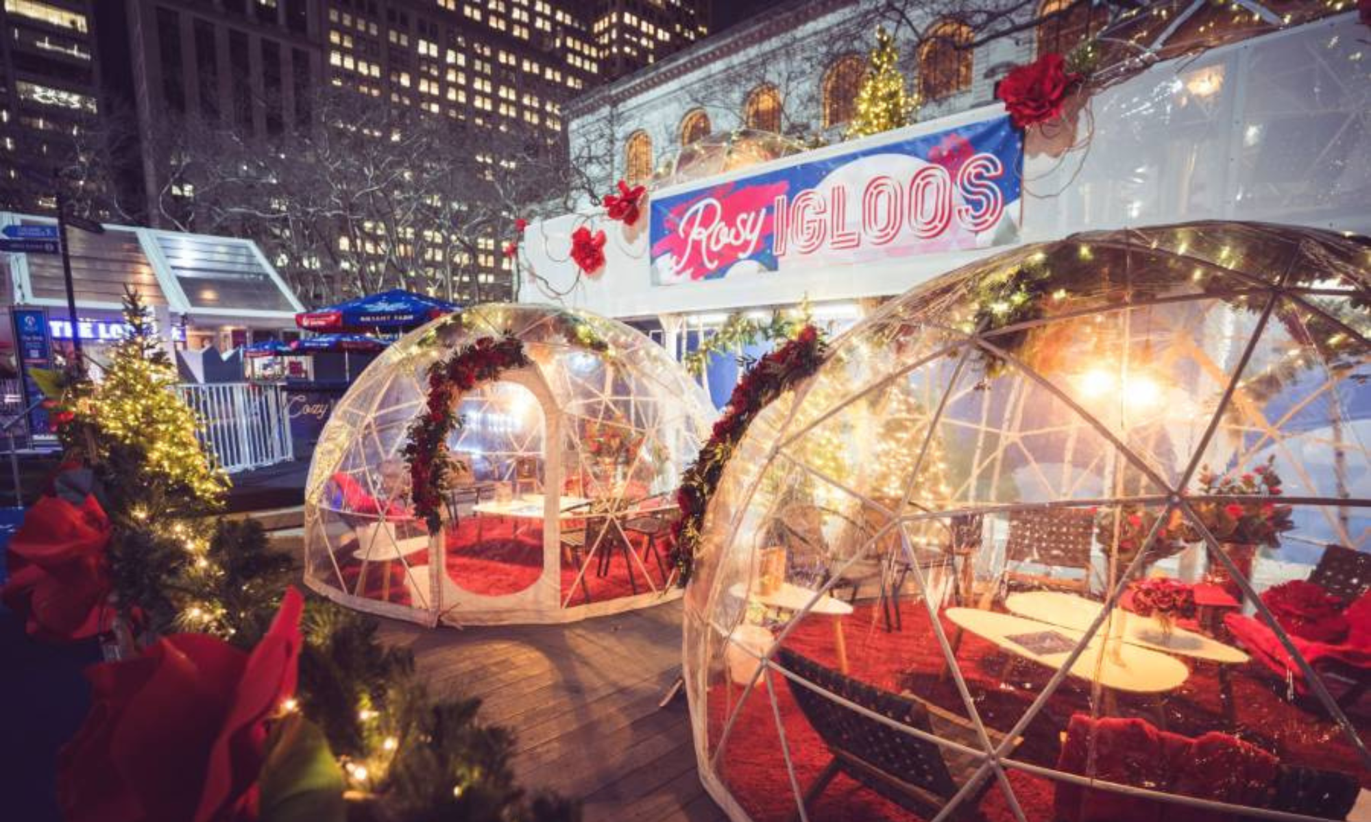 Iglús de invierno en Bryant Park